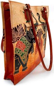 img 2 attached to Elephants Embossed Shantiniketan Leather Shoulder Women's Handbags & Wallets