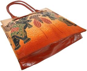 img 3 attached to Elephants Embossed Shantiniketan Leather Shoulder Women's Handbags & Wallets