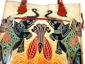 img 1 attached to Elephants Embossed Shantiniketan Leather Shoulder Women's Handbags & Wallets