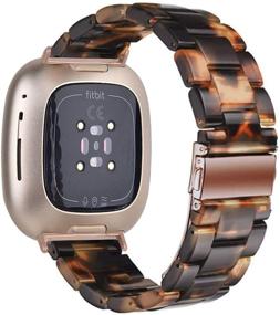 img 3 attached to 🌹 Ayeger Resin Wristband: Stylish Fitbit Versa 3/Sense Replacement Band with Rose Gold Tortoise Design