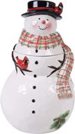 🎅 multicolored 3-d snowman cookie jar - 70 oz - certified international watercolor логотип