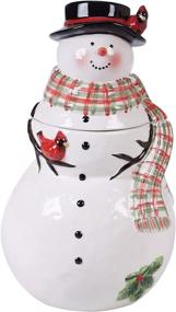 img 1 attached to 🎅 Multicolored 3-D Snowman Cookie Jar - 70 oz - Certified International Watercolor