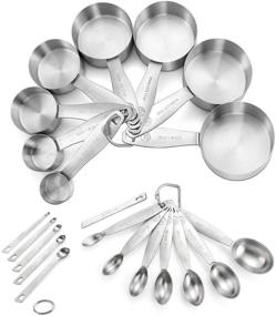 img 4 attached to 🥄 21-Piece Stainless Steel Measuring Cups and Spoons Set: Heavy-Duty, 8 Cups, 7 Spoons, Leveler & 5 Mini Spoons – Perfect for Dry and Liquid Ingredients!