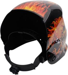 img 1 attached to 🔥 Welding Helmet Solar Powered Auto Darkening Hood: Adjustable Shade Range 4/9-13 with Flaming Skull Design for Mig Tig Arc Welder Mask Shield