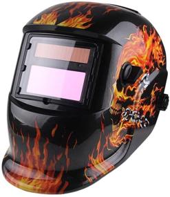 img 4 attached to 🔥 Welding Helmet Solar Powered Auto Darkening Hood: Adjustable Shade Range 4/9-13 with Flaming Skull Design for Mig Tig Arc Welder Mask Shield