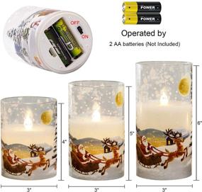 img 3 attached to DRomance White Christmas Glass Flickering Flameless Candles Battery Operated with 10-Key Remote and Timer Set of 3 Real Wax Holiday LED Window Pillar Decor Candles - Santa Decal, Sizes 3 x 4, 5, 6 Inches