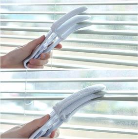 img 2 attached to 🧼 Optimal Window Blind Cleaner Set - 2 Clamps and 5 Detachable Sleeves - Ideal Duster Cleaning Tool for Blinds, Shutters, Shades, Air Conditioner Vent Covers, etc. - Quick, Easy, Washable, Reusable - Firm Wipe