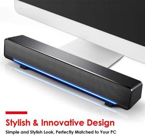 img 3 attached to 🔊 Marboo USB-Powered Soundbar Speakers for Computer, Desktop, Laptop, PC - Black (USB)