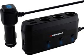 img 4 attached to 💪 Powerful Monster 6-Port All-in-One Car CLA Adapter/Splitter with USB-A Ports, CLA Sockets, and LED Voltage Monitor