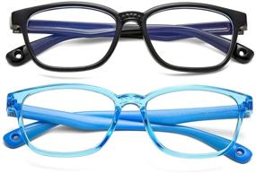 img 4 attached to 👓 COASION Kids Blue Light Blocking Glasses 2 Pack, TR Frames Unbreakable Anti Eye Strain Eyewear for Boys Girls Age 3-9 (Clear Blue+Black) - Enhance SEO