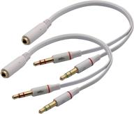 🎧 zdycgtime 3.5mm headphone cable - gold-plated 4 pole 3.5mm 1/8 inch female to 3 pole 2 3.5mm male - headset mic & stereo audio cable - pc computer y splitter audio flat cable (20cm) - white logo