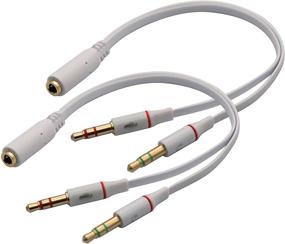 img 4 attached to 🎧 zdyCGTime 3.5mm Headphone Cable - Gold-Plated 4 Pole 3.5mm 1/8 inch Female to 3 Pole 2 3.5mm Male - Headset Mic & Stereo Audio Cable - PC Computer Y Splitter Audio Flat Cable (20CM) - White