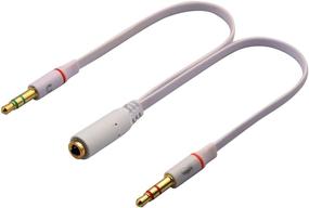img 1 attached to 🎧 zdyCGTime 3.5mm Headphone Cable - Gold-Plated 4 Pole 3.5mm 1/8 inch Female to 3 Pole 2 3.5mm Male - Headset Mic & Stereo Audio Cable - PC Computer Y Splitter Audio Flat Cable (20CM) - White