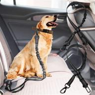 🐶 2-pack adjustable pet car seatbelt: elastic & durable dog seat belt for daily & travel use - reflective nylon vehicle safety belt for small, medium, large dogs logo