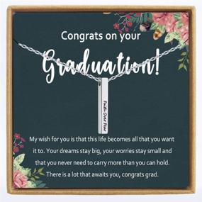 img 4 attached to 🎓 Class of 2021 Graduation Gift for Her: 18K Gold Plated Bar Necklace with Engraved Inspirational Quote - Congrats Graduation Gift for College & Senior