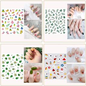 img 1 attached to 🎨 Self-Adhesive Nail Art Stickers Set - 12 Sheets of 3D DIY Nail Decoration Including Flowers, Leaves, Animals, Plants, Fruits - Ideal for Women, Girls, and Kids