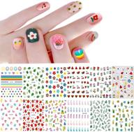 🎨 self-adhesive nail art stickers set - 12 sheets of 3d diy nail decoration including flowers, leaves, animals, plants, fruits - ideal for women, girls, and kids logo