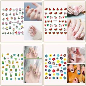 img 2 attached to 🎨 Self-Adhesive Nail Art Stickers Set - 12 Sheets of 3D DIY Nail Decoration Including Flowers, Leaves, Animals, Plants, Fruits - Ideal for Women, Girls, and Kids