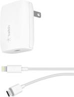 🔌 зарядное устройство belkin usb-c настенное 18 вт с кабелем usb-c на lightning 4 фута - быстрое зарядное устройство для iphone 11 pro, xs max, xr, x, 8 plus и других - зарядное устройство для iphone, настенное зарядное устройство для iphone логотип