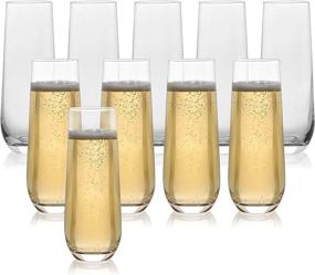 img 4 attached to 🥂 10-Piece Set of Stemless Champagne Flute Glasses – Classic Design (10 Ounce) | Ideal for Sparkling Wine Toasts & Wedding Celebrations