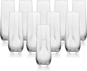 img 2 attached to 🥂 10-Piece Set of Stemless Champagne Flute Glasses – Classic Design (10 Ounce) | Ideal for Sparkling Wine Toasts & Wedding Celebrations