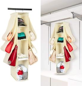 img 4 attached to 👜 Purse Organizer, Hanging Handbag Storage Bag with 10 Pockets - Breathable Nonwoven Dust-Proof Holder - Space Saving System for Purse, Handbag, Clothing, Shoes