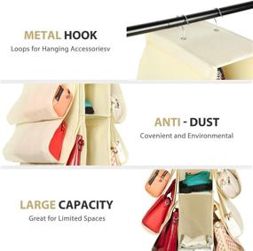 img 3 attached to 👜 Purse Organizer, Hanging Handbag Storage Bag with 10 Pockets - Breathable Nonwoven Dust-Proof Holder - Space Saving System for Purse, Handbag, Clothing, Shoes