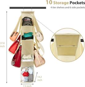 img 1 attached to 👜 Purse Organizer, Hanging Handbag Storage Bag with 10 Pockets - Breathable Nonwoven Dust-Proof Holder - Space Saving System for Purse, Handbag, Clothing, Shoes