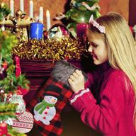 leipple christmas stockings set of 4 - large xmas stockings for tree decoration with santa, snowman, reindeer - gift holding bag for fireplace, xmas tree, seasonal decor logo