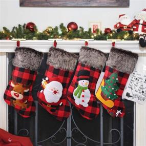 img 1 attached to Leipple Christmas Stockings Set of 4 - Large Xmas Stockings for Tree Decoration with Santa, Snowman, Reindeer - Gift Holding Bag for Fireplace, Xmas Tree, Seasonal Decor