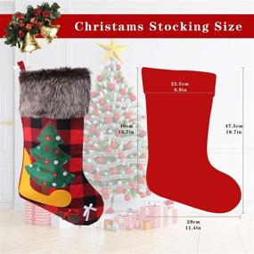 img 3 attached to Leipple Christmas Stockings Set of 4 - Large Xmas Stockings for Tree Decoration with Santa, Snowman, Reindeer - Gift Holding Bag for Fireplace, Xmas Tree, Seasonal Decor