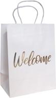 👜 elegant wedding welcome bags with gold foil 'welcome' embossing - pack of 24, white - 4.75"x 8"x 10.25" inches logo