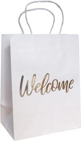 img 4 attached to 👜 Elegant Wedding Welcome Bags with Gold Foil 'Welcome' Embossing - Pack of 24, White - 4.75"x 8"x 10.25" Inches