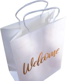 img 2 attached to 👜 Elegant Wedding Welcome Bags with Gold Foil 'Welcome' Embossing - Pack of 24, White - 4.75"x 8"x 10.25" Inches