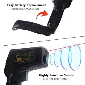 img 2 attached to 🌡️ KETOTEK Infrared Thermometer Gun - Non Contact Digital Laser Temperature Gun for Cooking Food BBQ Pizza Oven Freezer Fridge, Adjustable Emissivity -58℉~1112℉ (-50°C~600°C)