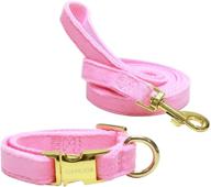 🐶 gamuda velvet dog collar and leash: super soft and smooth xs pink set with heavy duty gold buckle—comfortable, easy to clean, and adjustable logo