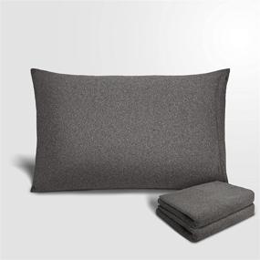 img 4 attached to Ultra Soft Grey Stretch Pillowcases - Micro Jersey Knit, Standard Size - Set of 2 Pillowcases, Heather Gray