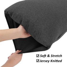 img 2 attached to Ultra Soft Grey Stretch Pillowcases - Micro Jersey Knit, Standard Size - Set of 2 Pillowcases, Heather Gray