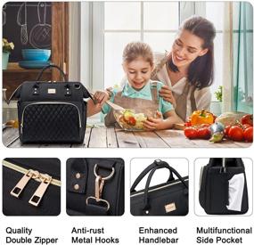img 3 attached to 👜 Lunch Bags for Women: Insulated Lunch Box with Leakproof Design and Adjustable Shoulder Strap - Ideal for Work or On-the-Go (Black)