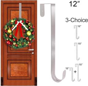 img 3 attached to 🎄 GameXcel 12" Wreath Hanger for Front Door - Premium Metal Hook for Christmas Wreath - Over The Door Hanger for Large Wreaths - Nickel Finish