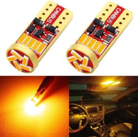 img 4 attached to 🌟 Phinlion 194 LED Amber Yellow Bulb - Super Bright T10 Wedge 168 2825 2827 LED Replacement Bulb for Car License Plate, Dome, Map, Reading, Courtesy, Side Marker Lights - 15-SMD 4014 Chipsets