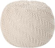 🛋️ stylish and comfortable: christopher knight home austin knitted cotton pouf in beige logo
