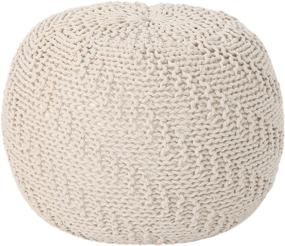 img 4 attached to 🛋️ Stylish and Comfortable: Christopher Knight Home Austin Knitted Cotton Pouf in Beige