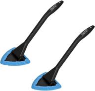 dedc 2 pack car windshield cleaner: inside window glass cleaning tool with long handle - ideal for home and bedroom cleaning, in blue logo