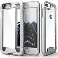 📱 zizo ion series iphone 8 plus case - military grade drop tested with tempered glass screen protector - silver clear | also compatible with iphone 7 plus and 6s plus logo