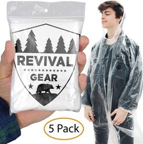 img 4 attached to Revival Gear Disposable Rain Ponchos (5 Pack) - Top Rated Clear Family Rain Poncho for Women, Men & Kids - Outdoor Camping Raincoat & Jacket with Adjustable Drawstring Hood - Lightweight & Packable Emergency Rain Coat