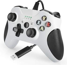 img 4 attached to Xbox One Controller, USB Wired PC Controller Gamepad Joystick for Xbox 1, Windows 7/8/10 with 7.2ft Cord, Dual-Vibration Turbo, Trigger Buttons - White