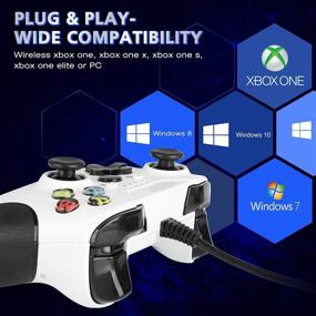 img 3 attached to Xbox One Controller, USB Wired PC Controller Gamepad Joystick for Xbox 1, Windows 7/8/10 with 7.2ft Cord, Dual-Vibration Turbo, Trigger Buttons - White