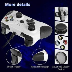 img 2 attached to Xbox One Controller, USB Wired PC Controller Gamepad Joystick for Xbox 1, Windows 7/8/10 with 7.2ft Cord, Dual-Vibration Turbo, Trigger Buttons - White