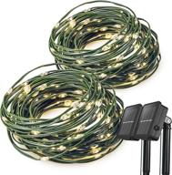 enhanced solar string lights by beewin, 2pack 33ft 100led outdoor solar lights, waterproof green wire copper wire 8 modes fairy lights for wedding, patio, garden, yard, and party (warm white) логотип